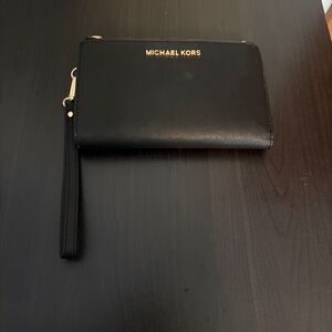 Michael Kors Black Leather Wristlet